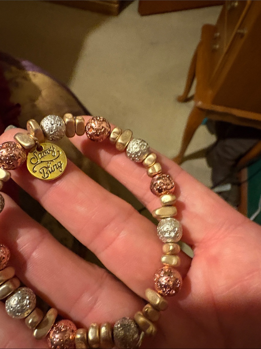 Juicy Couture Rose Gold and Silver Sparkle Bead Bracelet